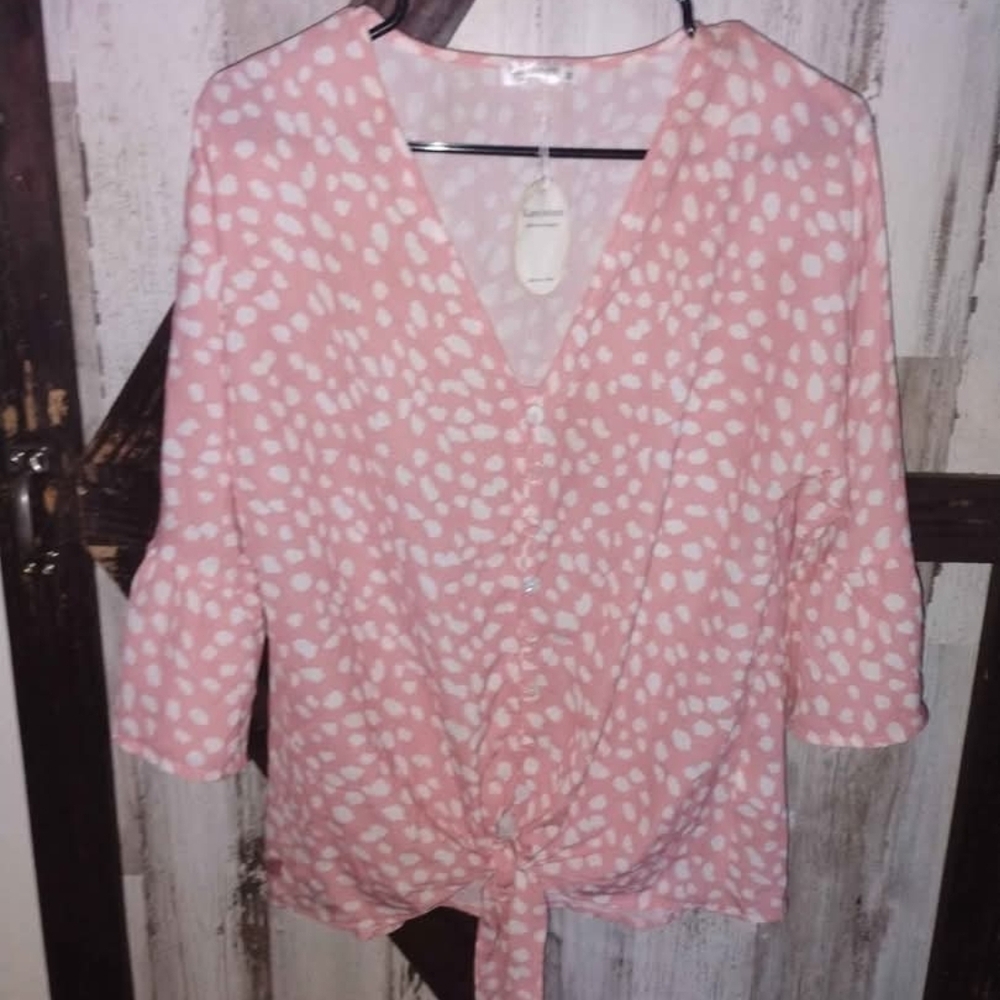 Kancy Pink Polka Dot Women's Top